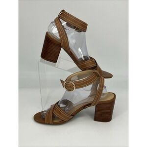 Talbots Beatrice Ankle Strap Sandals Womens 10M Brown Shoes Quiet Luxury Classic